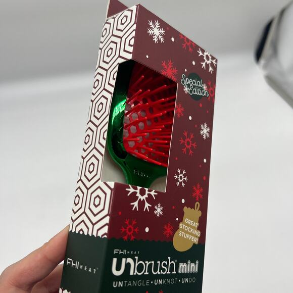 UNbrush Mini Detangling Hair Brush Travel Gift Holiday Chrome Green New - Picture 3 of 8